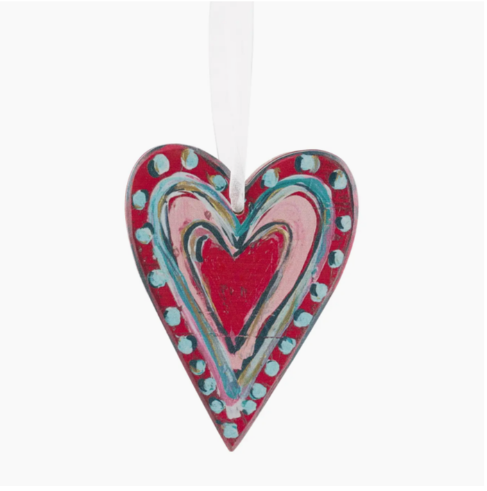 Painted Wood Heart Ornaments