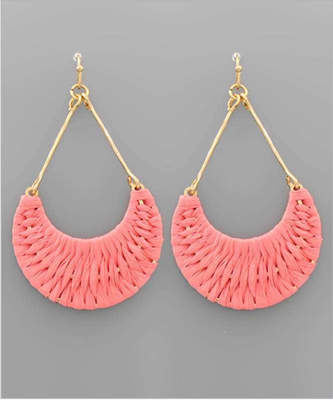Raffia Wrapped Teardrop Earrings