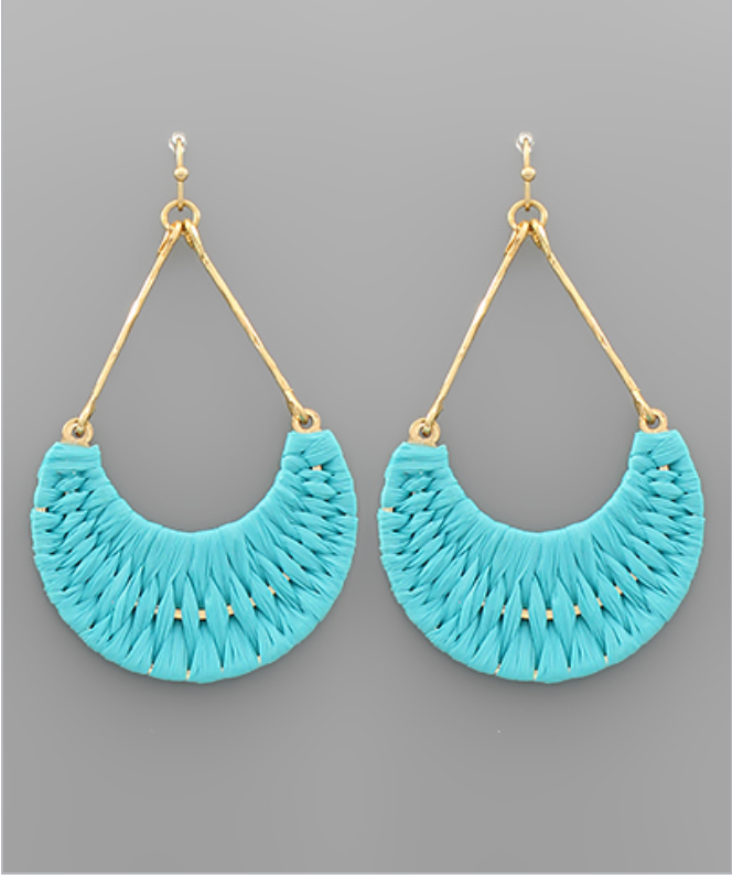 Raffia Wrapped Teardrop Earrings