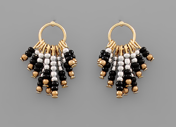 Bead Fringe Circle Earrings