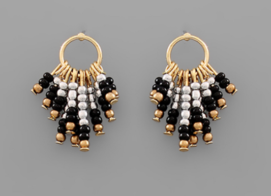 Bead Fringe Circle Earrings