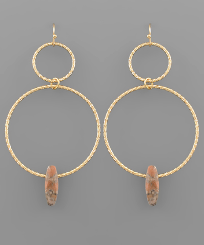 Linked Circle & Stone Earrings
