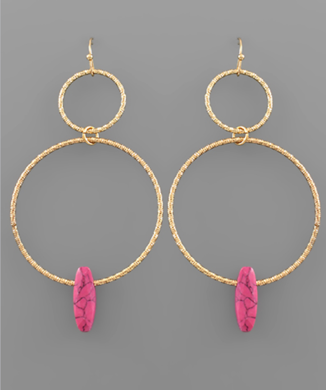 Linked Circle & Stone Earrings