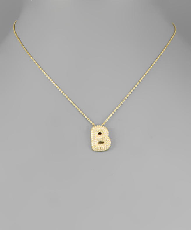 Gold Crystal Initial Necklaces