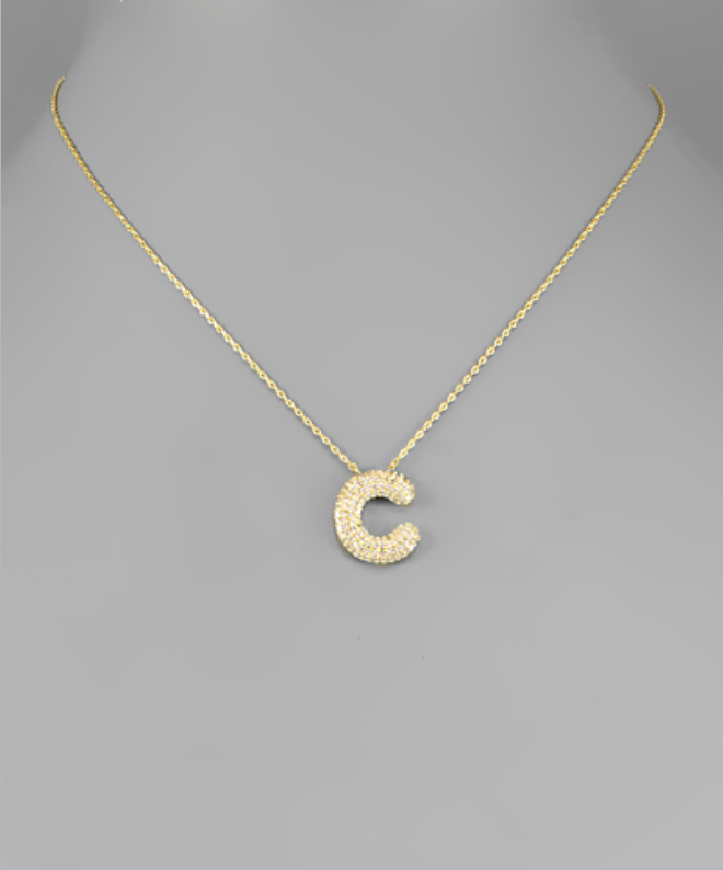 Gold Crystal Initial Necklaces