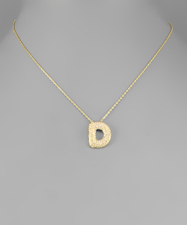Gold Crystal Initial Necklaces