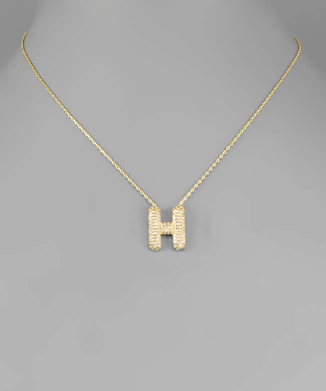 Gold Crystal Initial Necklaces
