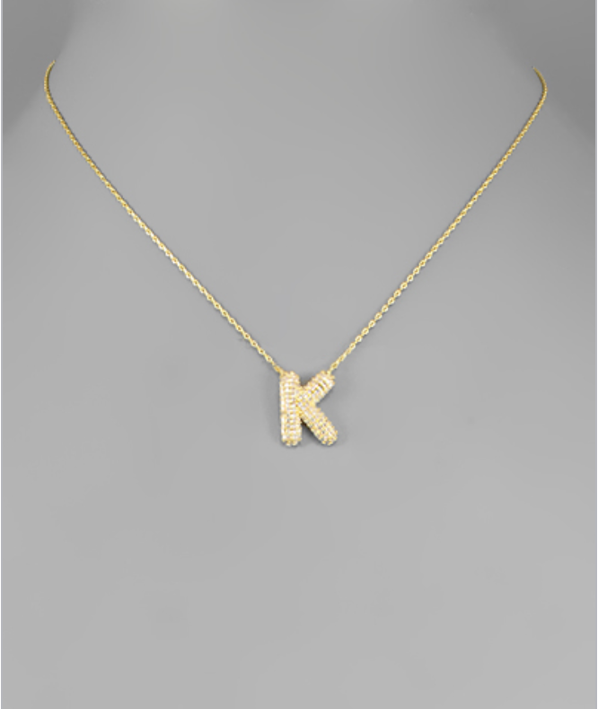 Gold Crystal Initial Necklaces