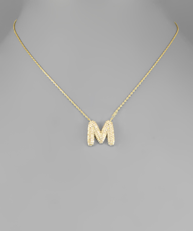 Gold Crystal Initial Necklaces