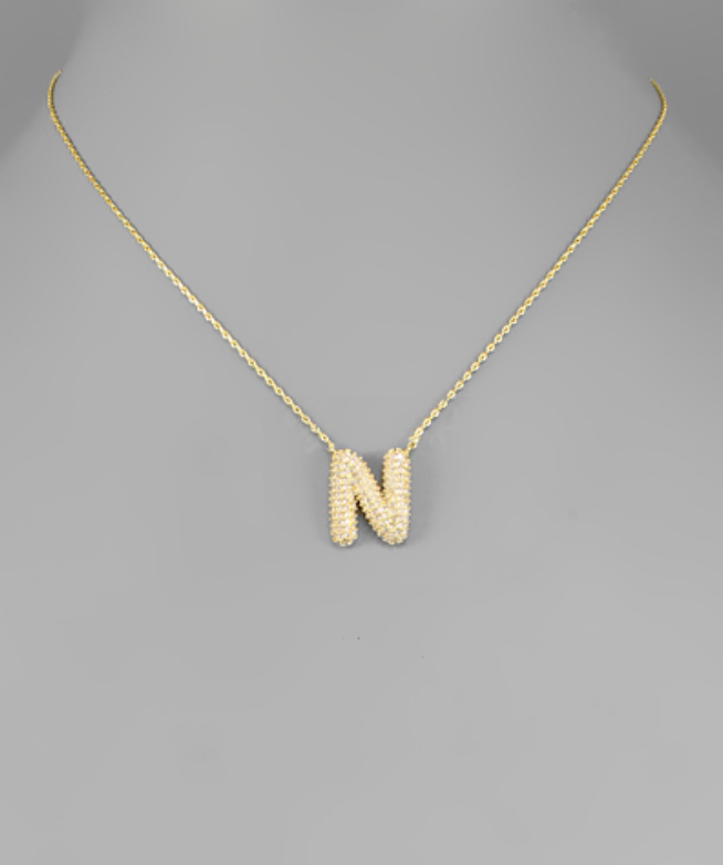 Gold Crystal Initial Necklaces