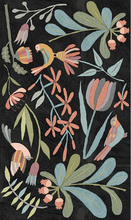 Sketchy Folk Floral Floor Flairs - Dark