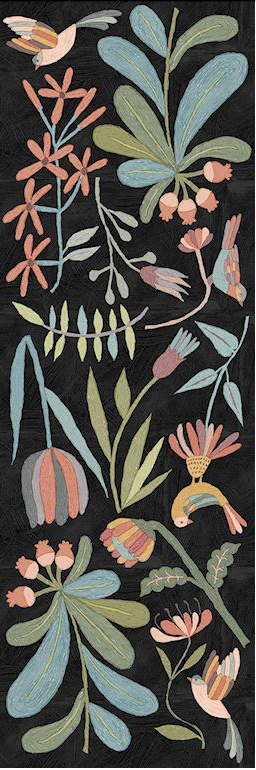 Sketchy Folk Floral Floor Flairs - Dark
