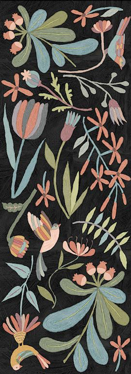 Sketchy Folk Floral Floor Flairs - Dark