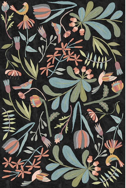 Sketchy Folk Floral Floor Flairs - Dark