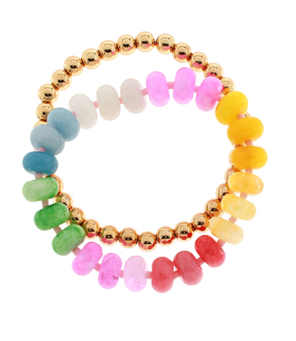 2 Row Wide Stone & CCB Bead Bracelet