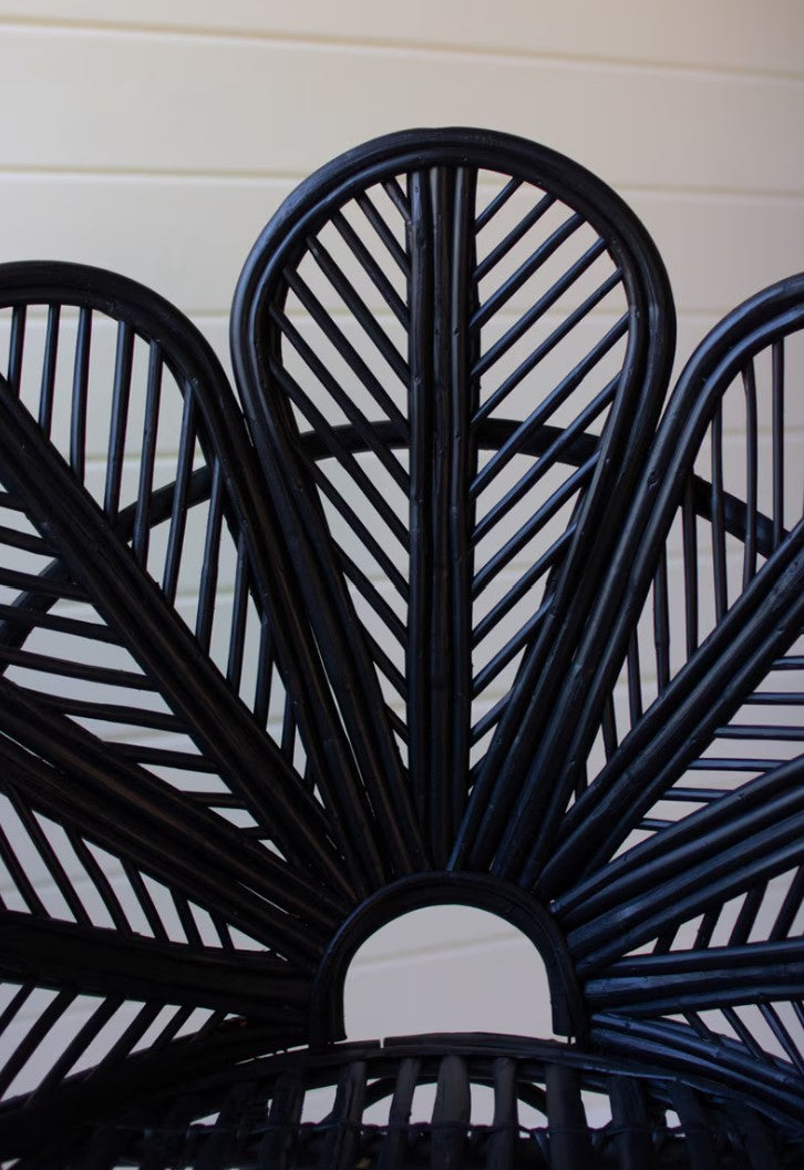 Black Flower Cane Chair