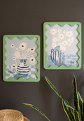Green Wavy Framed Still Life Wall Prints