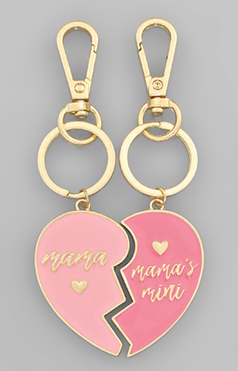 2 Heart Enamel Key Chain Set