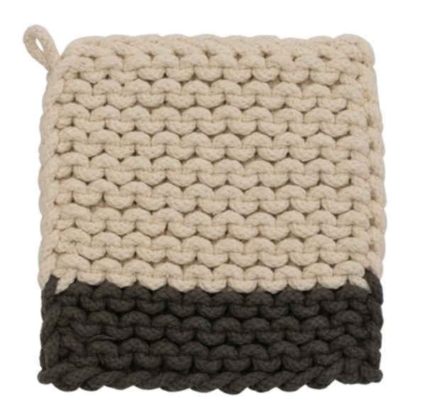 Striped Cotton Crocheted Pot Holder