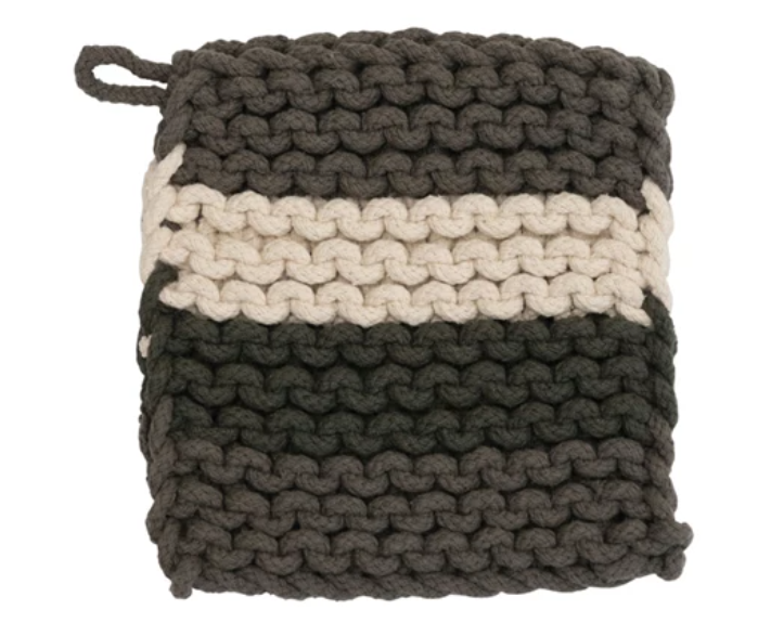 Striped Cotton Crocheted Pot Holder