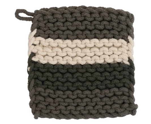 Striped Cotton Crocheted Pot Holder