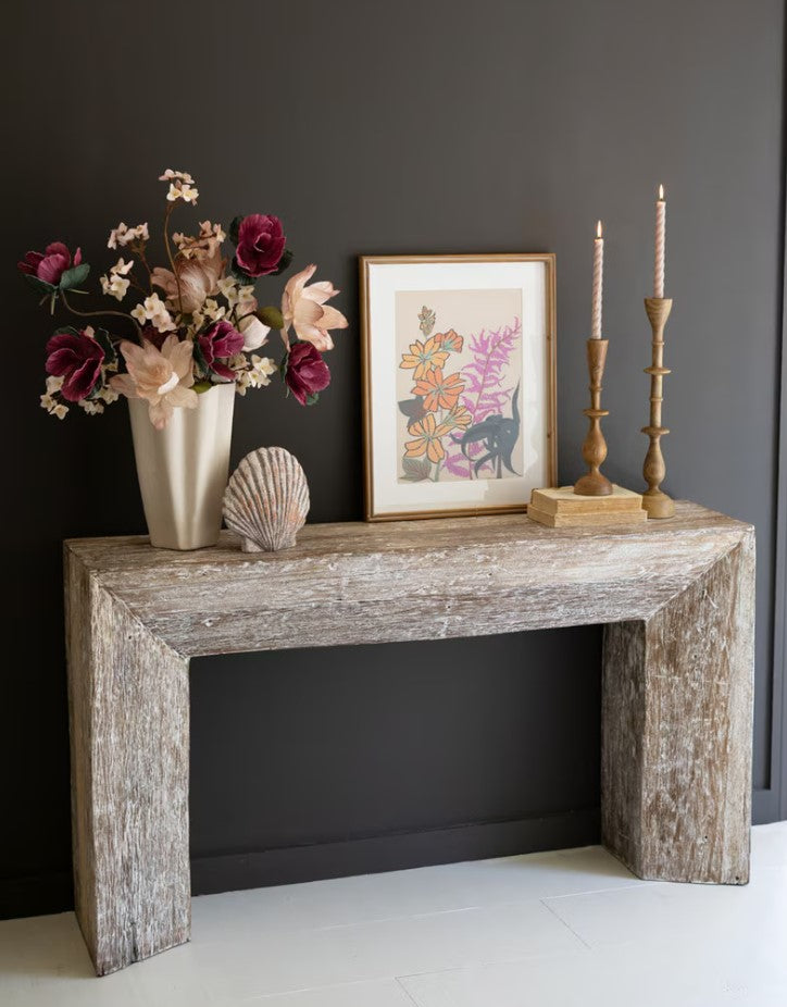 Whitewashed Wooden Console Table