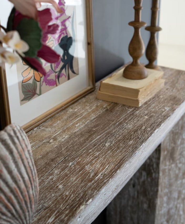 Whitewashed Wooden Console Table