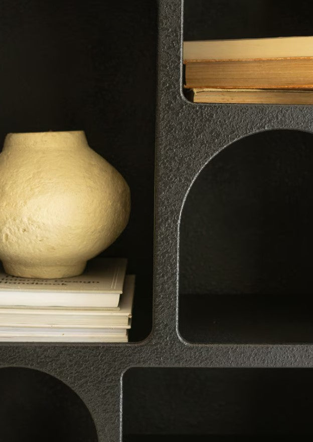 Tall Textured Black Cubbie Cabinet