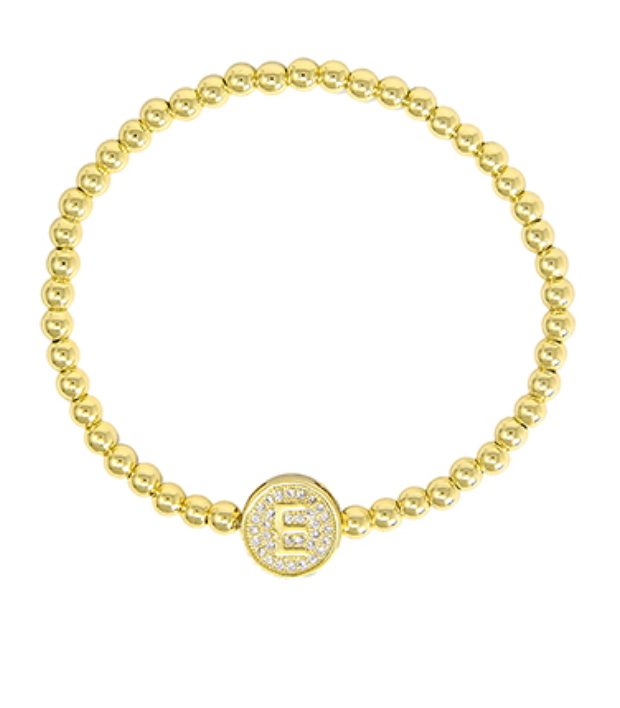 Initial & Stainless Steel Ball Bracelet