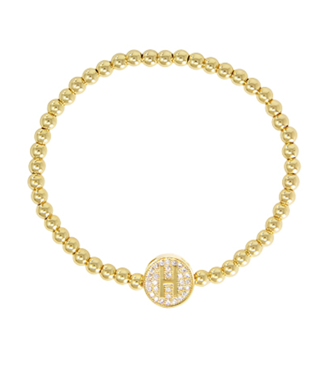 Initial & Stainless Steel Ball Bracelet