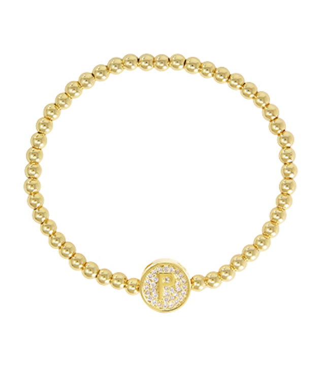 Initial & Stainless Steel Ball Bracelet