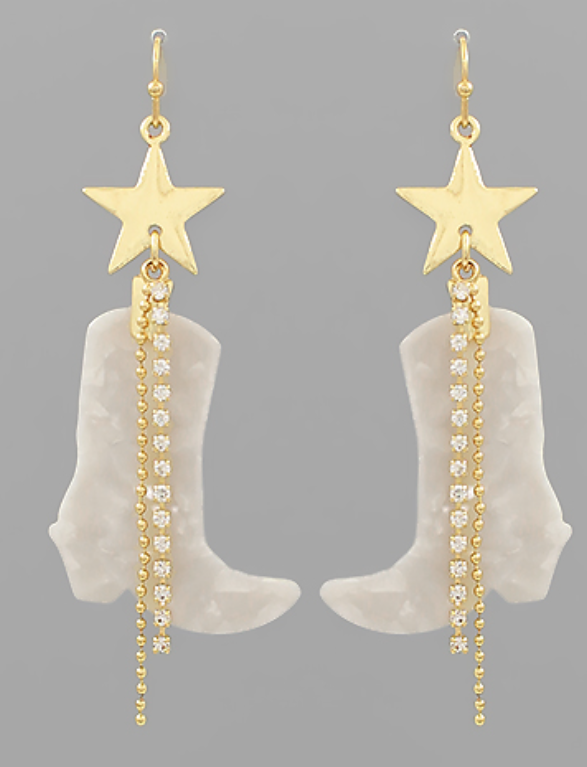 Western Boots & Star Dangle Earrings