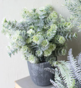 Faux Fern in Round Grey Pot