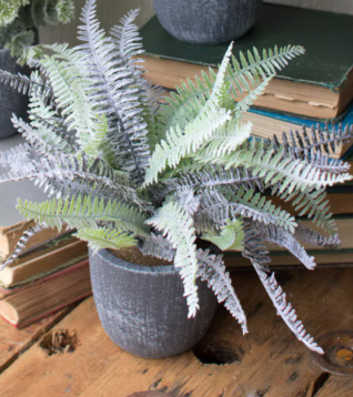 Faux Fern in Round Grey Pot