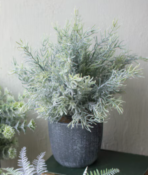 Faux Fern in Round Grey Pot