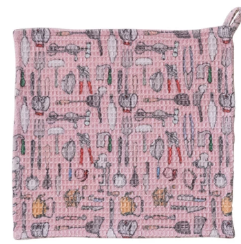 Kitchen Tools Pattern Waffle Weave Dish Cloth