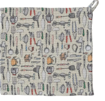 Kitchen Tools Pattern Waffle Weave Dish Cloth