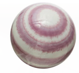 White & Purple Hand-Painted Stoneware Orbs