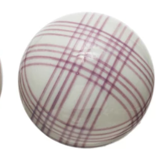 White & Purple Hand-Painted Stoneware Orbs