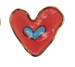 Hand-Painted Stoneware Heart Magnet