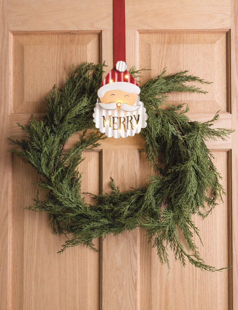 Light-Up Santa Wreath Hanger