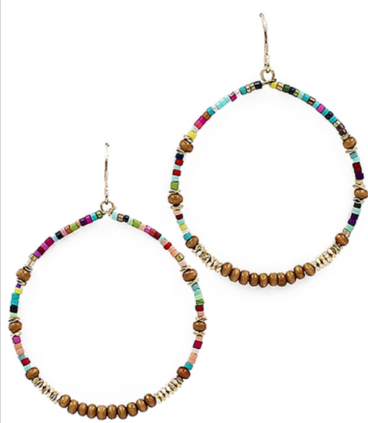 Wood & Seed Beads Earrings