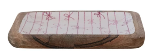 Enameled Mango Wood Trays with Christmas Pattern