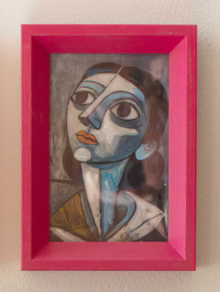 Framed Cubist Paintings Under Glass