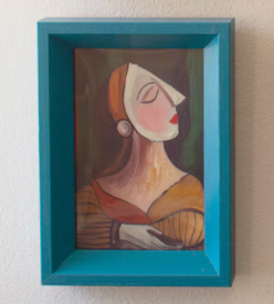 Framed Cubist Paintings Under Glass