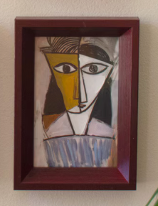 Framed Cubist Paintings Under Glass