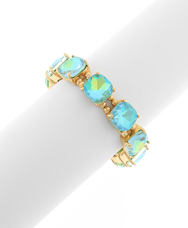 Cushion Cut Glass Stone Bracelet