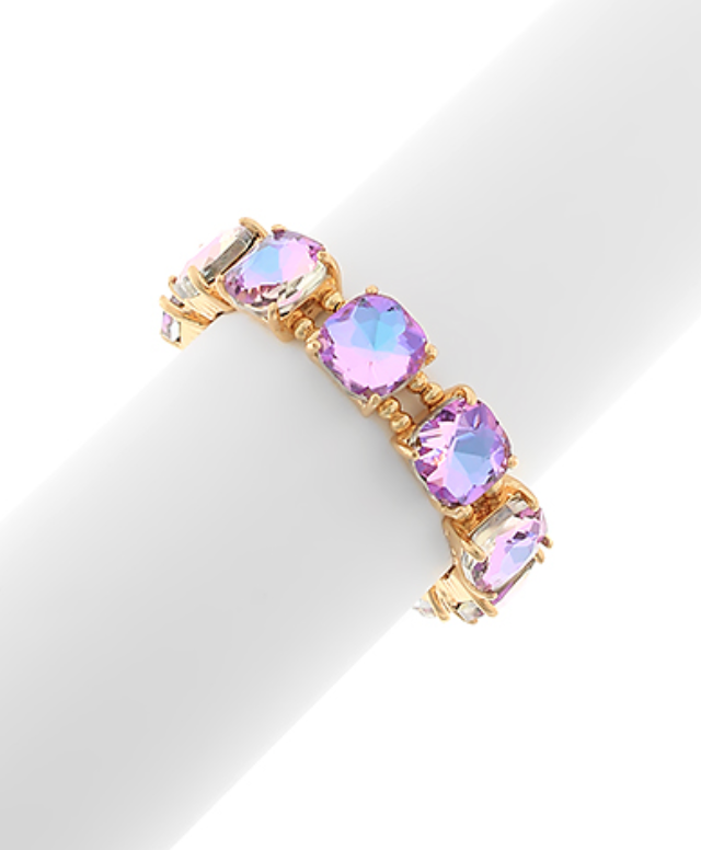 Cushion Cut Glass Stone Bracelet