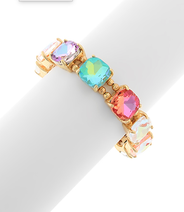 Cushion Cut Glass Stone Bracelet