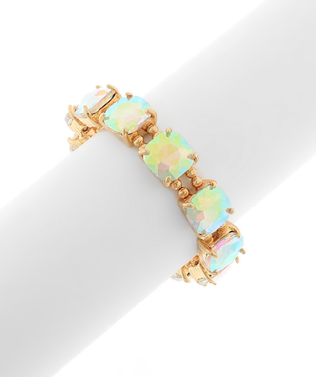 Cushion Cut Glass Stone Bracelet